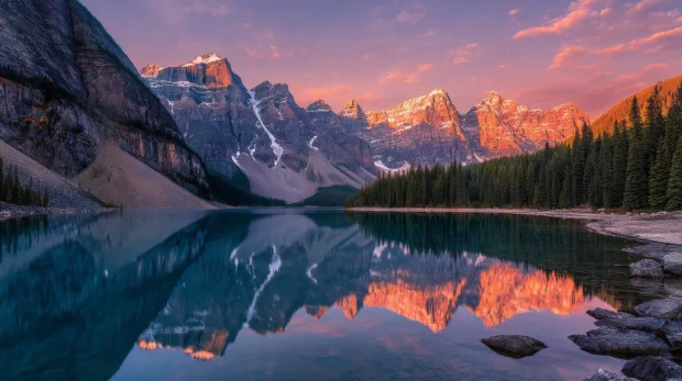 High resolution beautiful backgrounds for PC showcasing a breathtaking mountain range during sunrise, filled with soft pastel colors that inspire awe.