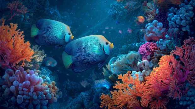 High resolution desktop wallpapers in 4k displaying vibrant underwater scenes with marine life.