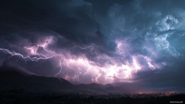 Impactful Lightning Desktop Wallpapers HD creating an electrifying vibe.