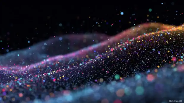 Interactive live wallpaper desktop featuring floating particles reacting to mouse movement.
