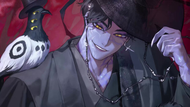 Jinu Wallpaper Mysterious Character with Unique Bird Companion.