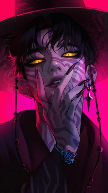 Jinu Wallpaper Mysterious Figure in Neon Glow.