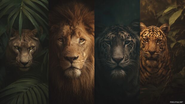 Jungle animals desktop backgrounds displaying majestic creatures in their natural habitat.