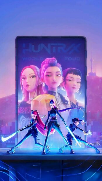 KPop Demon Hunters Animated Phone Wallpaper Vibrant Art Design.