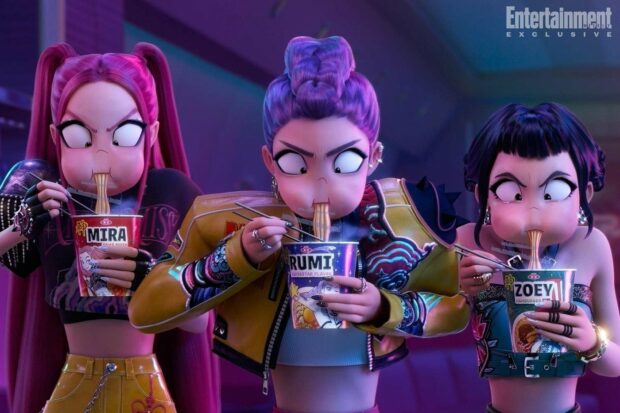 KPop Demon Hunters Enjoying Noodles Together.