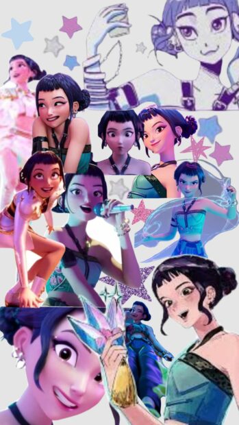 KPop Demon Hunters Fantasy Collage Phone Wallpaper.
