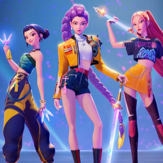 KPop Demon Hunters Showcase Animated Power Trio.