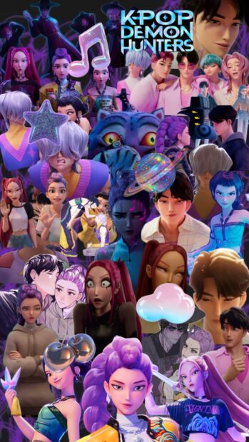 KPop Demon Hunters Vibrant Wallpaper for Phone Background.