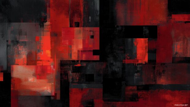Layered red and black visuals, A composition of layered textures in red and black, forming a harmonious balance between chaos and order.