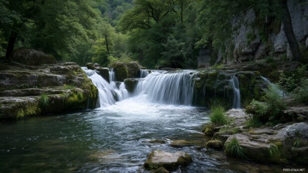 Majestic waterfall backgrounds in HD with clear, flowing water.