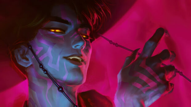 Mystical Jinu Character in Vivid Neon Colors.