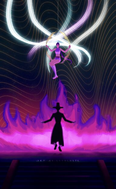 Mystical Jinu Wallpaper Colorful Fantasy Art Scene.