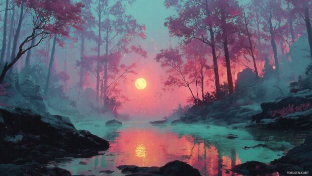 Pastel goth hd wallpapers, Mystical landscape with pastel colors, ethereal elements and haunting beauty.