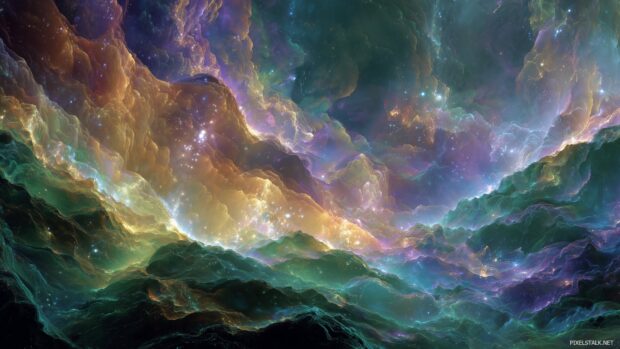 Psychedelic desktop backgrounds, An ethereal blend of light and colors creating a dreamscape full of wonder.