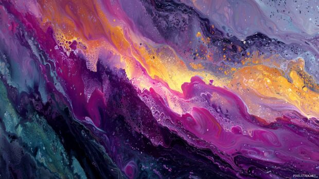 Psychedelic desktop backgrounds, Dynamic visuals of colors melding together in a cosmic dance, creating a vibrant depth.