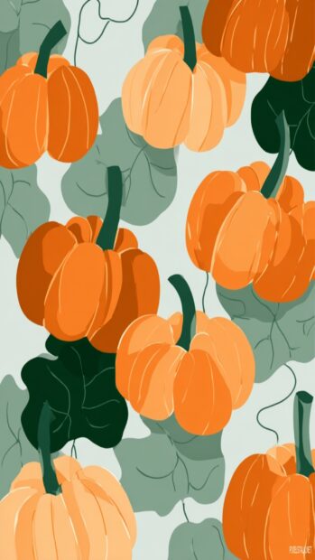 Pumpkin inspired artwork using soft oranges and sage greens with a modern minimalist feel (2).