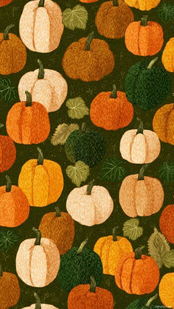 Pumpkin patch elements transformed into a cozy and stylish seamless repeat pattern.