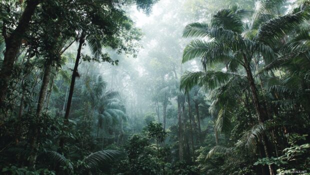 Rainforest jungle desktop backgrounds that highlight towering trees and dense foliage.