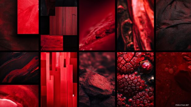 Red and black aesthetic computer wallpapers, A captivating blend of deep reds and blacks, featuring abstract shapes and vivid textures.