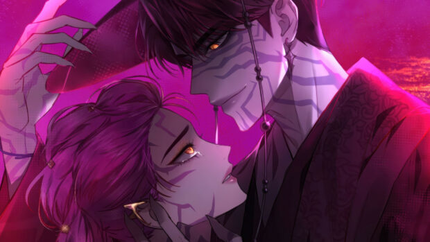 Romantic Anime Couple Art in Vibrant Colors Jinu Wallpaper.