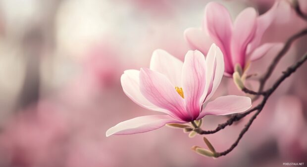 Romantic pink flower wallpaper background with soft petals.