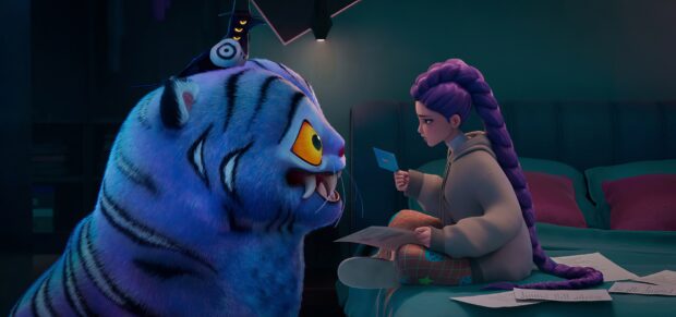 Rumi and the Tiger Spirit from KPop Demon Hunters.