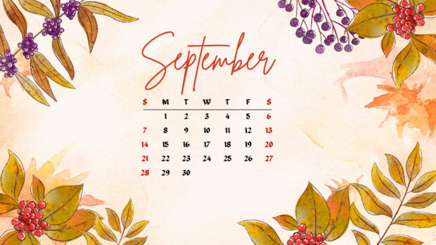 September 2025 Desktop Background with Fall leaves (1).
