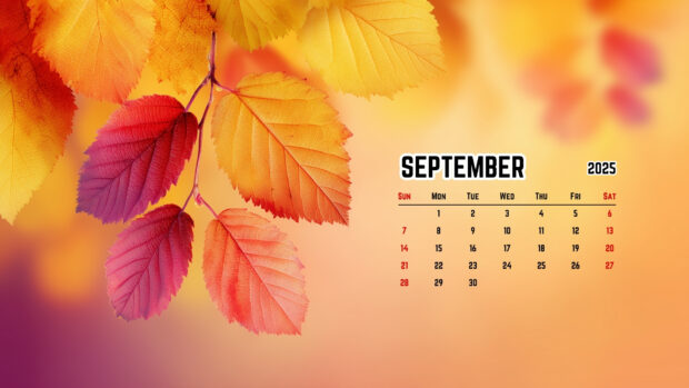September 2025 Desktop Background with Fall leaves (11).