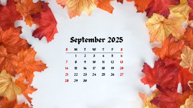 September 2025 Desktop Background with Fall leaves (12).