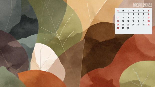 September 2025 Desktop Background with Fall leaves (2).