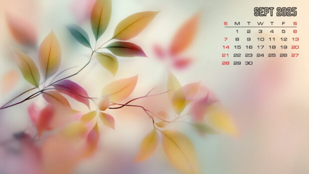 September 2025 Desktop Background with Fall leaves (3).