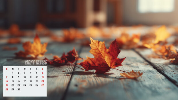 September 2025 Desktop Background with Fall leaves (4).