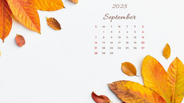 September 2025 Desktop Background with Fall leaves (5).