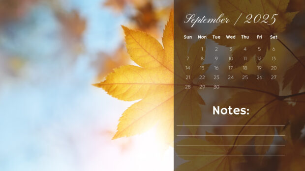 September 2025 Desktop Background with Fall leaves (6).