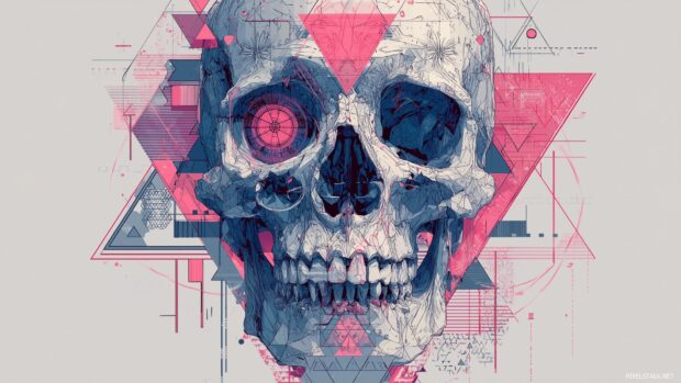 Skull wallpapers hd free download highlighting geometric designs integrated with skull elements.