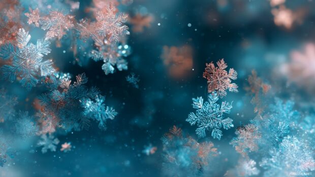 Snowflake wallpaper hd featuring a blend of cool colors to evoke the magic of winter.
