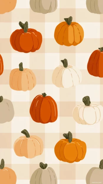 Soft and minimal cute pumpkin design featuring cozy tones and a symmetrical tile.