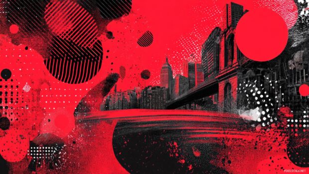 Stylish red and black background art inspired by urban culture.