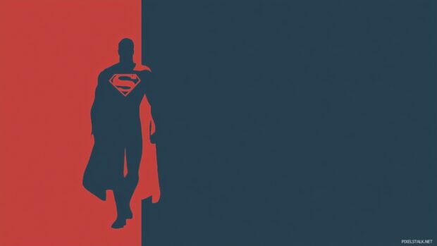 Superman minimalist wallpaper, A clean and simple design featuring Superman silhouette against a bold color backdrop.