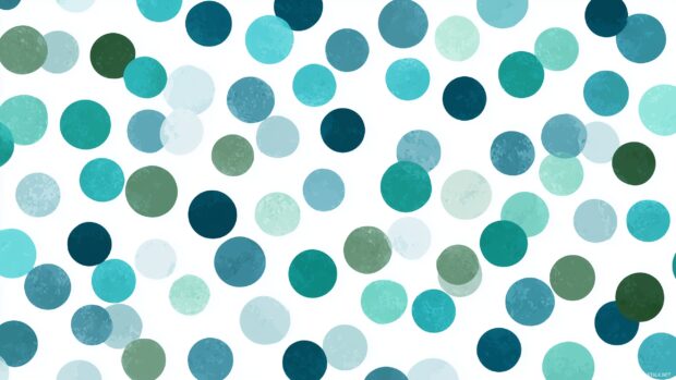 Teal wallpaper free downloads, A playful polka dot design in various shades of teal on a clean white background.