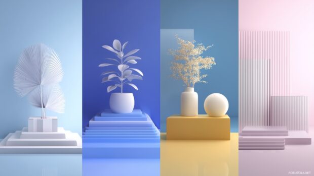 Trending 3D backgrounds featuring minimalist designs and sleek aesthetics.