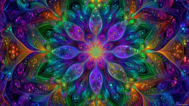 Trippy wallpapers computer, Fractal patterns unfolding in a kaleidoscope of colors that captivate the viewer.