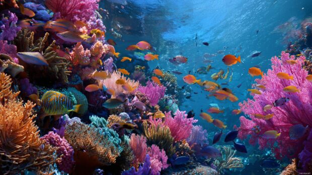 Vibrant Underwater Wallpaper Nature emphasizing the balance of marine ecosystems.
