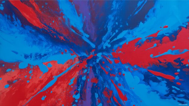 Vibrant blue and red backgrounds, Bold splashes of bright blue and red in a playful arrangement, radiating energy.