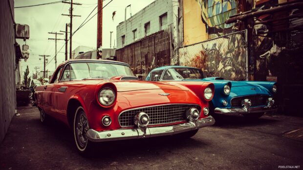 Vintage awesome wallpaper desktop hd celebrating classic cars against a retro backdrop.