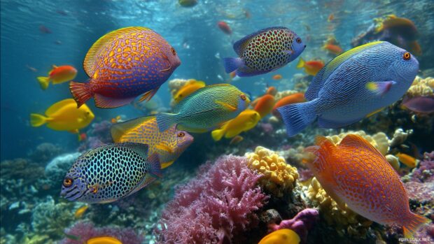 Vivid colors and unique patterns showcasing hd fish tank wallpapers for desktop.