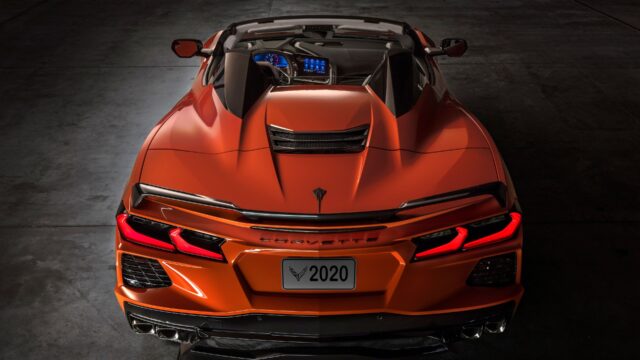 2020 Chevrolet Corvette Rear View Convertible Sports Car Wallpapers In Orange