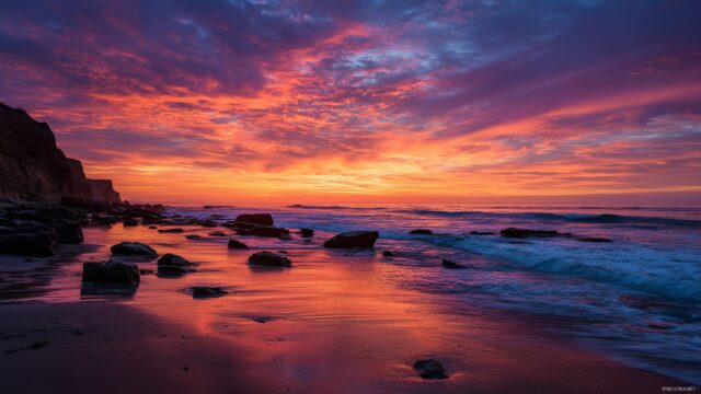 2560 X 1440 High Definition Wallpaper, A Tranquil Beach Scene At Sunset, Soft Waves And Warm Colors In The Sky