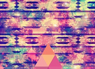 Abstract Geometric Mustache Wallpaper with Vibrant Pink and Purple Background