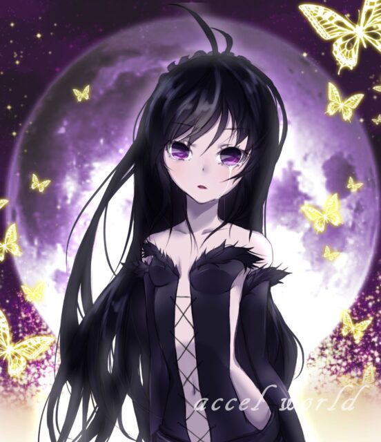 Accel World Anime Girl With Mystical Moonlit Butterflies
